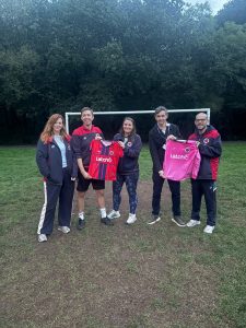 North Cardiff Cosmos Under 10 Girls proudly displaying their Latch charity shirt sponsorship.